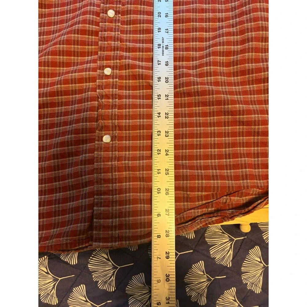 Levi's Men's L Red Plaid Western Pearl Snap Long Sleeve Cotton Shirt